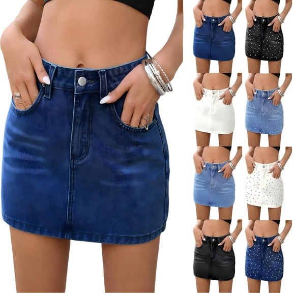 Tqcoqu Denim Jeans Mini Skirt for Women Low Rise Micro Skort 2026 Summer Y2k Skirts Trendy Skirt,A-Dark Blue Women's S-XXL