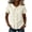 Beige #001, variant on Womens 2026 Summer Cotton Linen Blouse Peter Pan Collar Half Sleeve Puff Cuff Button Down Casual Work Shirt L