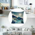 thumbnail image 3 of Set of 4 Mountain Outdoor Decorative Throw Pillow Covers 18x18 Inch,Watercolor Fall Camp Linen Square Cushion，for Living Room Couch and Bed （Mountain,18x18）, 3 of 6