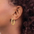 thumbnail image 3 of 14K Yellow Gold Satin and Polished Scalloped Edge Hoop Earrings - 27mm, 3 of 6