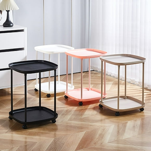 JASKFLY Plastic Shelves Mobile Storage Cart with Wheels Side Table Rolling Storage Rack Plastic 50x39x39cm Assembly Required,FurnitureFurniture|Plastic,Black