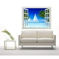 thumbnail image 3 of wall26 Removable Wall Sticker/Wall Mural - Beautiful Tropical Scenery of Sailboats on Beach and Palm Tree | Creative Window View Home Decor/Wall Decor - 36"x48", 3 of 6