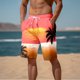 thumbnail image 1 of WILLBEST Pantalones Cortos Deportivos para Hombre, Pantalones de Playa para Hombre con Estampado 3D de Cocoteros y Puesta de Sol, Pantalones Cortos Casuales para Playa, 1 of 4