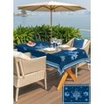 thumbnail image 4 of Outdoor Tablecloth with Umbrella Hole and Zipper, Navy Blue Snowflake Rectangle Table Cloth 60x102 Inch Waterproof Tablecloth, Christmas Winter Vintage Stripes Picnic Table Cover for Patio Camping, 4 of 7