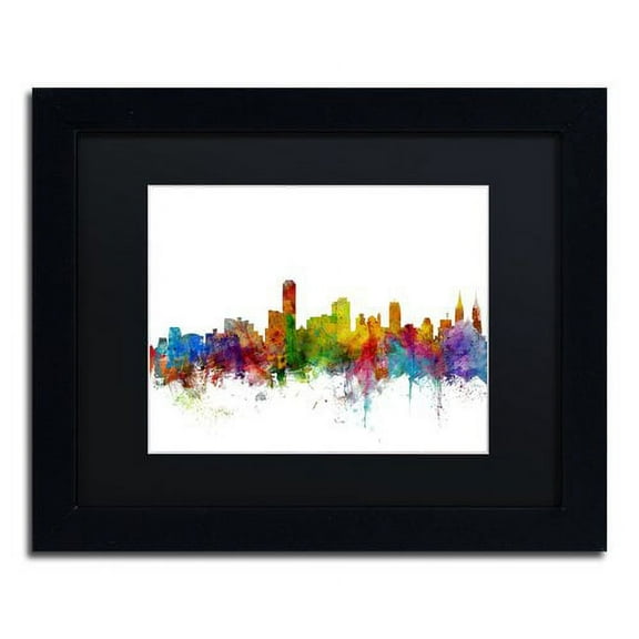 Trademark Fine Art "Adelaide Australia Skyline II" Canvas Art by Michael Tompsett Black Matte, Black Frame