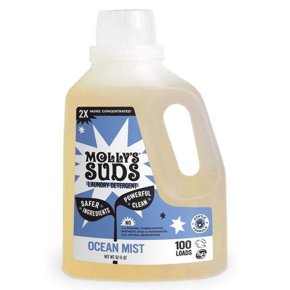 Molly's Suds Natural Liquid Laundry Detergent | High Efficiency (HE) | Ocean Mist - 100 Loads