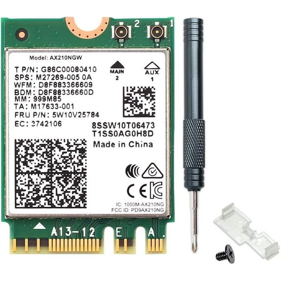WiFi 6E Wireless Card AX210 NGW M.2/NGFF Bluetooth 5.3 Tri-Band 5400Mbps Network Adapter for PC Laptop Support Windows 10/11 (64bit)