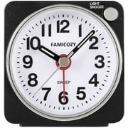 Small Lightweight Travel Alarm Clock,FAMICOZY Quiet Non Ticking Analog Alarm Clock with Snooze and Light,Sound