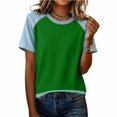 thumbnail image 3 of T Shirts For Women Green Womens Tops Fashion Summer Neck Short Sleeve Vacation Outfits, 3 of 5