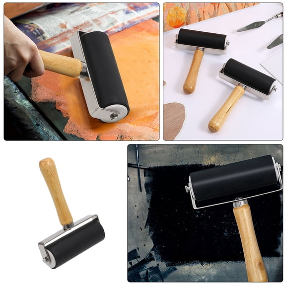 Hemobllo 3pcs Stamping Ink Roller in Black Rubber for Printmaking Tools