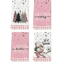SM-XLHN Black White Buffalo Plaid Snowman Xmas Trees Christmas Kitchen Towels Dish Towels, 18x26 Inch Daily Winter Decoration Hand Towels Set of 4