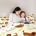 thumbnail image 5 of Homewish Cartoon Dachshund Animal 7-Piece Twin Bedding,I Love Pets Print Bedding Comforter Set,Yellow,Polkadot Reversible, 5 of 8