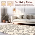 thumbnail image 2 of ODIKA 8'x8' Machine Washable Non-Slip Area Rug, Elegant Floral Swirl with Delicate Cat High Traffic Rug, Beige, 310323, 2 of 7