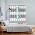 thumbnail image 4 of Nautical Anchor Kitchen Curtains 84 Inch Length, Turquoise Grey White Horizontal Stripe Grommet Top Bedroom Living Room Curtains, Light Filtering Cafe Curtain Drapes 2 Panels Set 104''x84'', 4 of 9