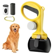 UNIFULL Pet Pooper Scooper Dog Pooper Scooper with Bag Attachment Lightweight Short Poo Remover for Cat Dog, Yellow