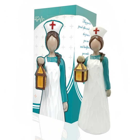 Cute Nurse Figurine with Lantern - Inspiring Resin Home Decor Ornament & Thoughtful Gift for Healthcare Heroes