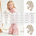 thumbnail image 3 of mgoYE Toddler Baby Girl Fall Clothes Waffle Long Sleeve Shirt Tops and Bell Bottoms Pants 2 Piece Outfits for Girls, 3 of 6