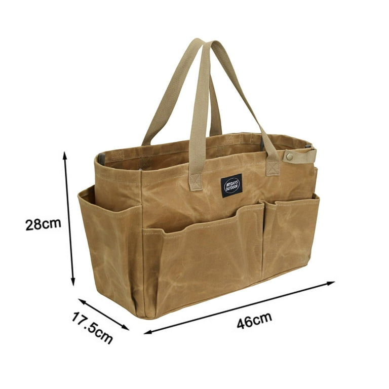 Camping Storage Bag Utility Tote Bag Durable Water Resistant with Outside  Pockets Travel Duffel Stuff Pouch for Beach Barbecue BBQ Tent Pegs Khaki