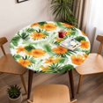 thumbnail image 5 of Tropical Plants Orange Flowers Elastic Fitted Round Table Cover Leaf Floral Waterproof Outdoor Tablecloth for Holiday Party, Picnic, Patio & Dining Fits Tables Up to 55"-60", 5 of 8