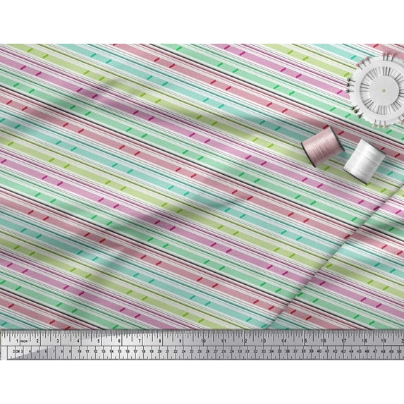 Soimoi Velvet Fabric Diagonal Line & Stripe Print Fabric by The Yard 58 Inch Wide