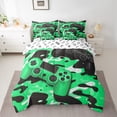 thumbnail image 3 of Feelyou Green Game Controller Bedding Comforter Set 7pcs, Fashion Camo Abstract King Bedding Sets, Cartoon Gamepad Theme Reversible Bed Sheets, Luxury Bedroom Decor, 3 of 9
