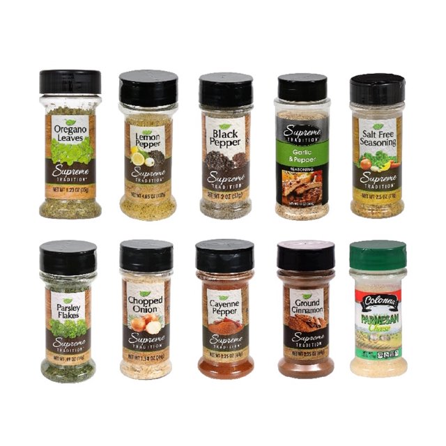 Supreme Tradition Herbs, Spices & Seasonings. Zero Calories. Lot of 10