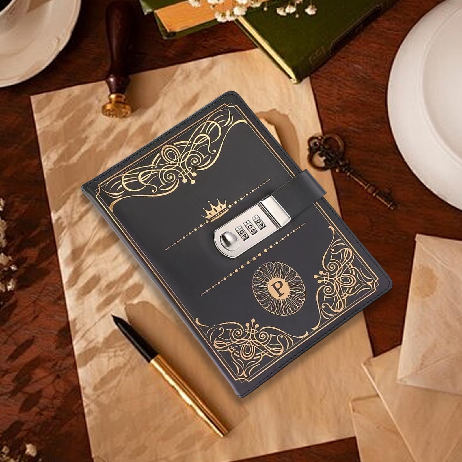 Notebook with A Lock Vintage-Style Notebook Business Notebook A5 Account Book