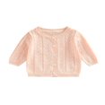 thumbnail image 1 of Infant Baby Girl Sweet Cardigan Solid Color  Neck Long Sleeve Knitted Coat Spring Summer Button-Down Sunscreen Outerwear, 1 of 7