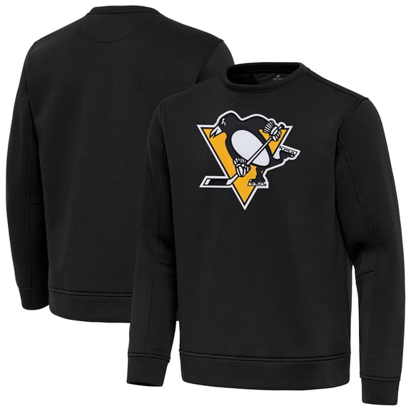 Men's Antigua Black Pittsburgh Penguins Relevant Lightweight Pullover Sweatshirt