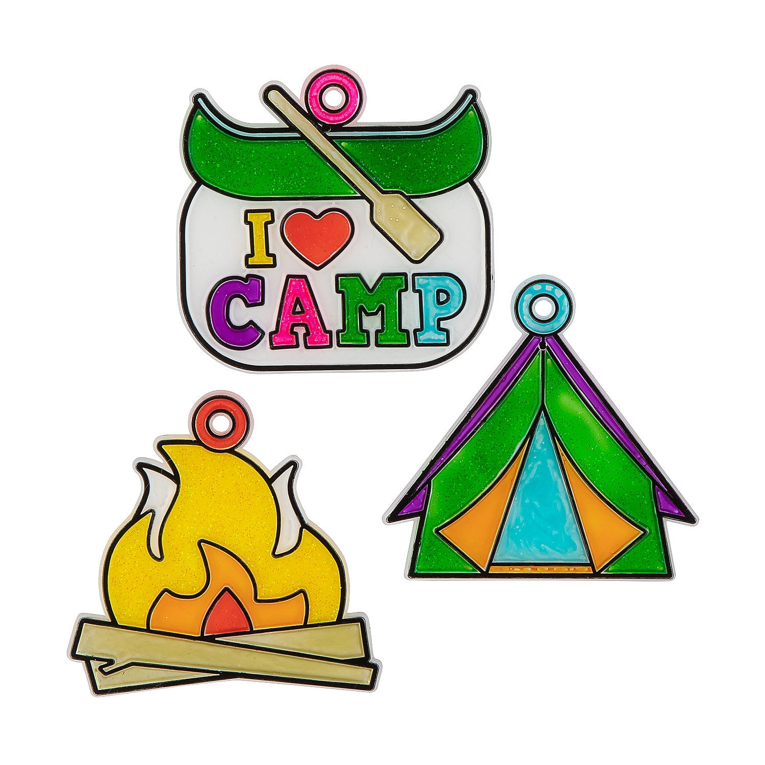 Fun Express Camp Suncatchers Craft Kit - 24-Piece DIY Party Supplies for Kids Perfect for Summer Fun Includes Paint & Brushes for Creative Activities - Great for Group Crafting - 24 Pieces
