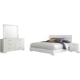 thumbnail image 2 of JERFIT Queen Size Bedroom Set with LED Headboard, 4-Piece Modern High Gloss White Bed Set with Dresser, Mirror & Nightstand, 2 of 10