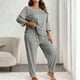 thumbnail image 2 of RKSTN Women's Plus Size Pajama Sets Crewneck 3/4 Length Sleeve Shirt Tops and Pajama Pants 2 Piece Set Womens Casual Solid Round Neck Three Quarter Sleeve Shirts and Loose Loungewear Pjs Pants Set, 2 of 6
