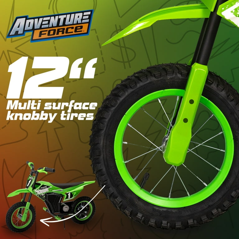 Adventure Force 12V Electric Dirt Bike Kids Battery Powered Ride On Ages 5 Years and Up Green