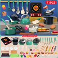 thumbnail image 2 of LYMAYTER Toddler Mini Pretend Cooking Set 28/61/71/83/86Pcs Kids Realistic Kitchen Cookware Play Food Learning Toy Green, 2 of 7