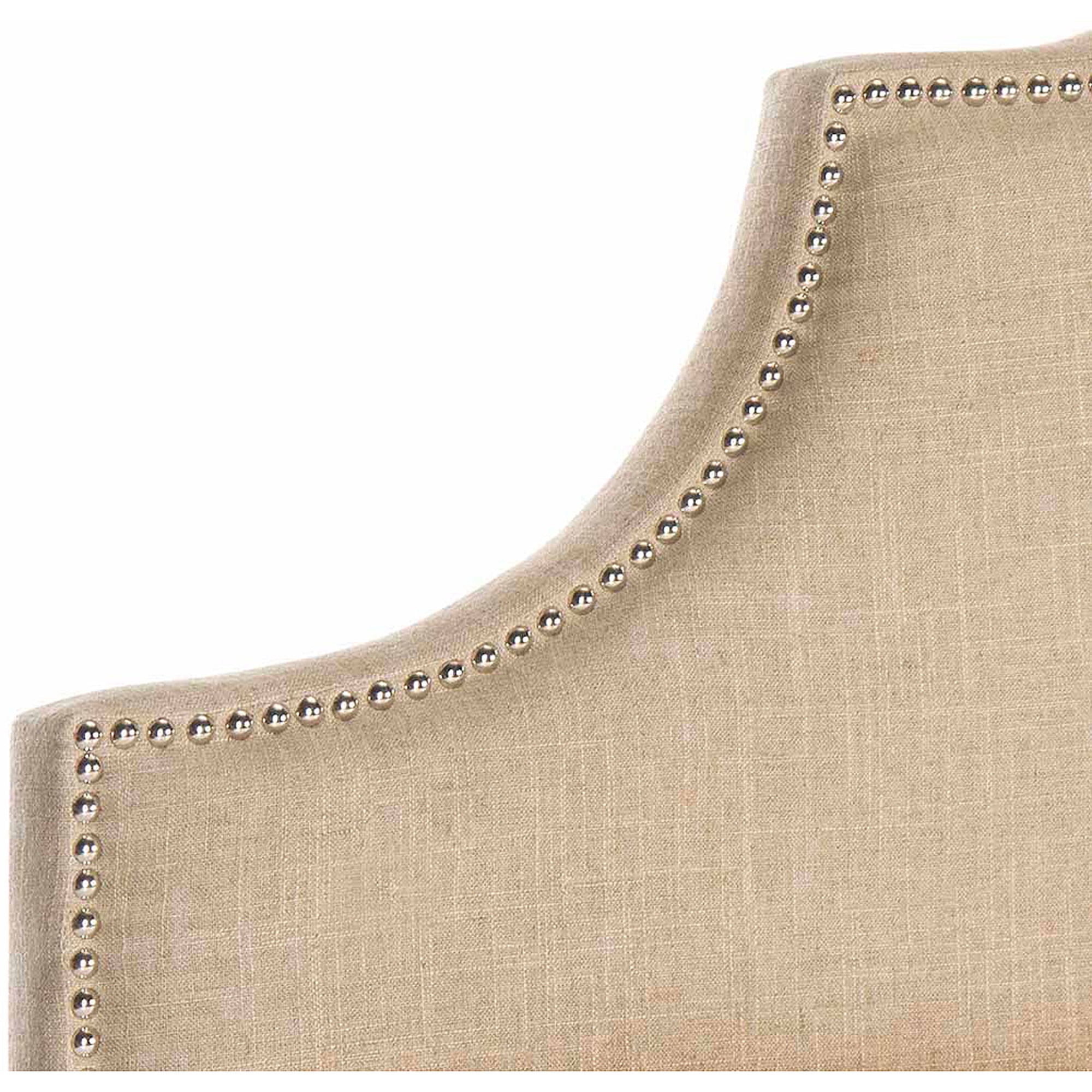 Safavieh Hallmar Classic Elegant Upholstered Headboard, Full, Hemp/Silver Nails