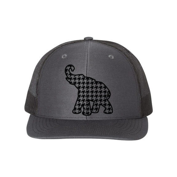 Roll Tide Hat, Houndstooth Elephant, Alabama Football, Alabama Trucker Hat, Alabama Snap Back, Alabama Fan, Football Hat, Black Text, Charcoal/Black