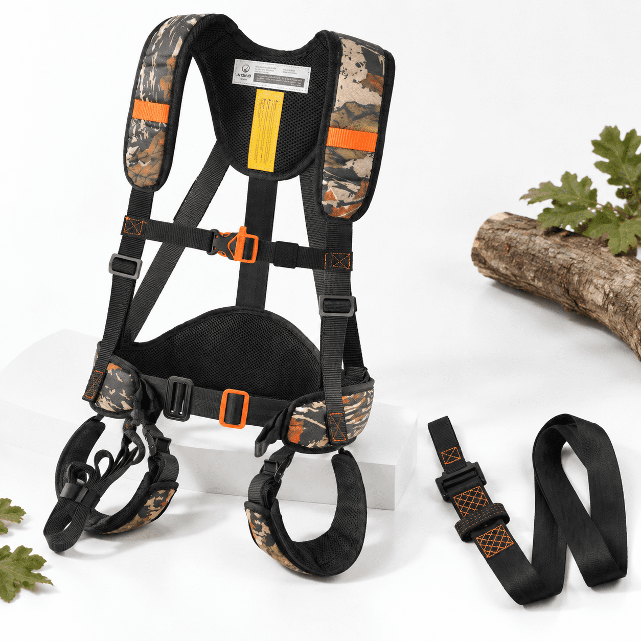 Adjustable Camouflage Tree Stand Safety Harness with Whistle XXL/3XL