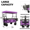 thumbnail image 6 of Hassch Large Collapsible Wagon w/Removable Canopy, 480lbs Foldable Garden Cart with All-Terrain Wheels, Heavy Duty Outdoor Utility Camping Beach Stroller with Adjustable Handle and Cooler Bag, Purple, 6 of 10