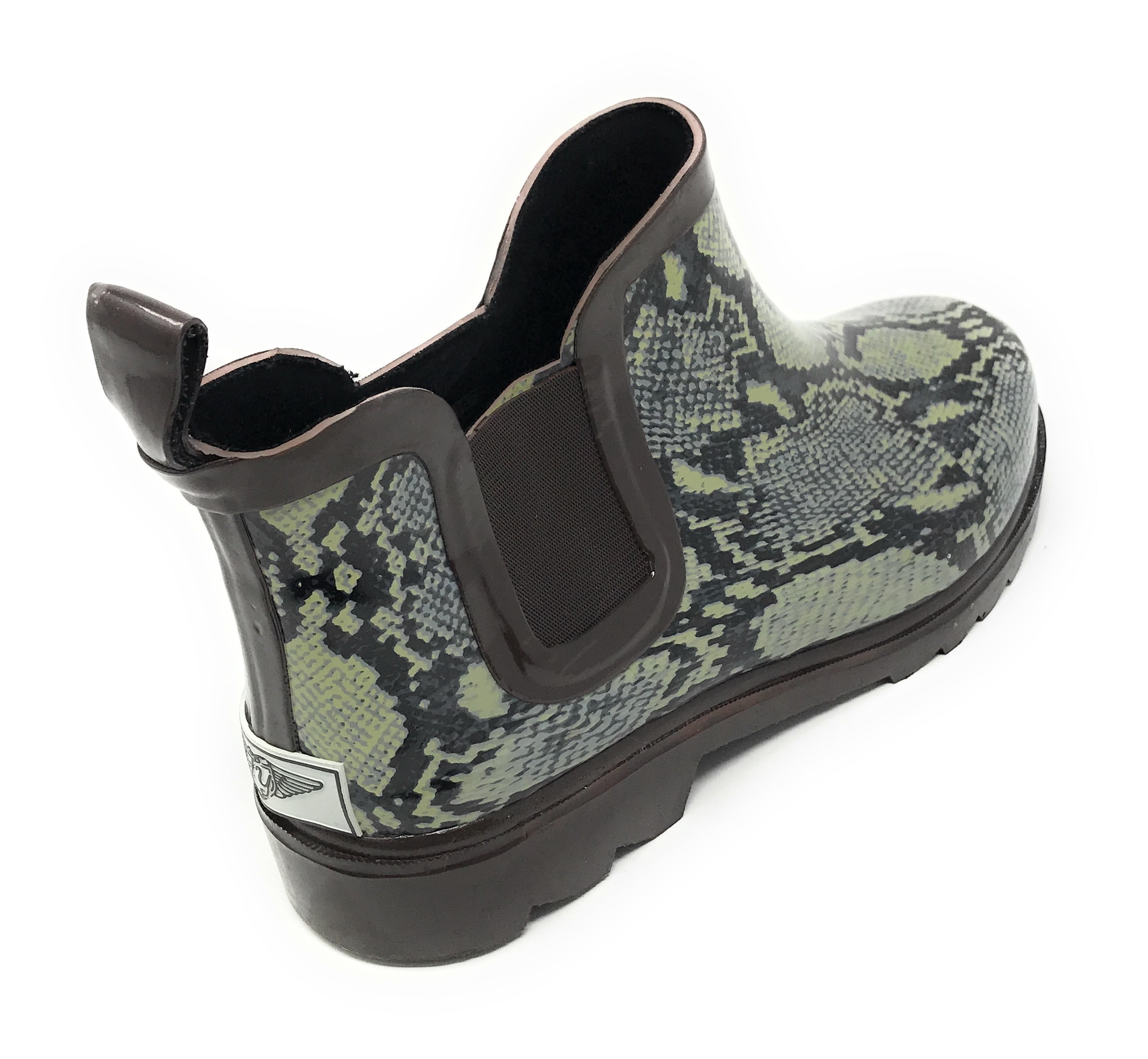 Forever Young Women's Pull Up Snake Skin Print Chelsea Rain Boots