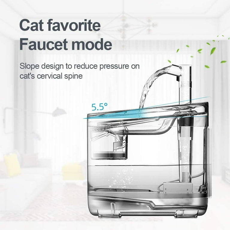 NPET Cat Drinking Fountain Wf050 Brushless Ultra Quiet Pump 1.5L Pet Fountain with Faucet Outlet 1 Sensor Switch 2 Filters Size One size Clear