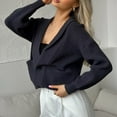 thumbnail image 6 of XPMWRP Women's Open Front Button Down Oversized Cardigan Drop Shoulder Sweater Long Sleeve Solid Color Loose Knit Jacket Fall Causal Loungewear Blue Free Size, 6 of 9