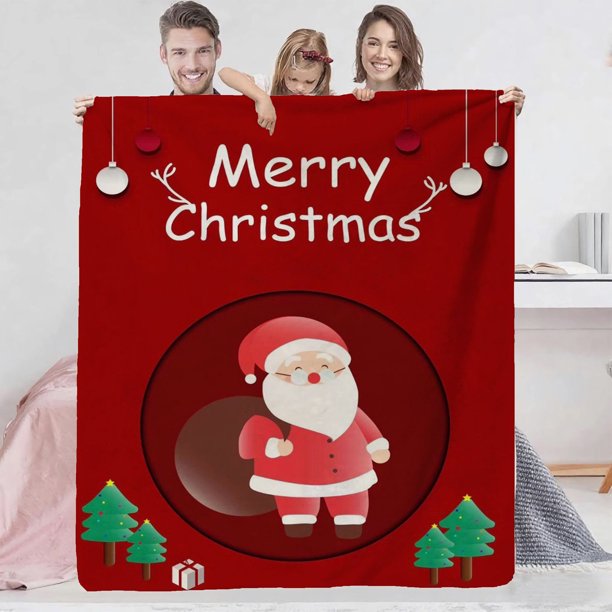 xihome Manta navideña grande de franela de 150 x 100 cm, suave y gruesa, de polister con estampado navideño. Ideal para regalar.