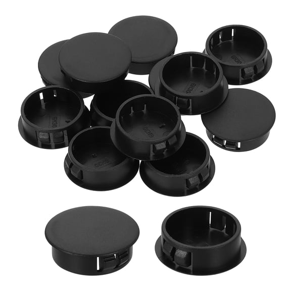 20Pcs Plastic Hole Plugs, 30mm(1-3/16") Flush Type Panel Plugs, Round Snap Knockout Locking Plugs for Furniture Insert End Caps Panels, Black