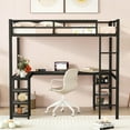 Royard Oaktree Full Size Loft Bed with L Shaped Desk and Storage