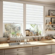 CHICOLOGY Zebra Roller Shades | Room Darkening | Artic White |23W X 72H| Dual Layer Light Filtering Blinds | Cordless Window Shades for Home & Office | Easy Install