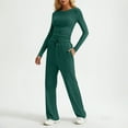 thumbnail image 6 of Hugcore Matching Sets Women Clothing Women's Lounge Sets 2 Piece Long Sleeve Casual Yoga Sets Two Piece Y2K Casual Outfits Workout Sets for Women Long Sleeve Blackish Green L, 6 of 6