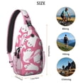 thumbnail image 5 of Sling Backpack,Halloween Cute Ghosts on Pink Pattern Sling Bag with Water Bottle Holder,Waterproof Sling Bag for Men/Women with Headphone Jack for Hiking,Travel, 5 of 6
