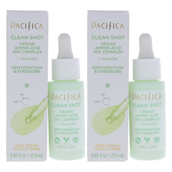 Pacifica Clean Shot Vegan Amino Acid 10 Percent Complex - Pack of 2 , 0.8 oz Serum