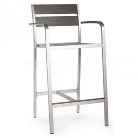 Zuo Megapolis Bar Arm Chair Brushed Aluminum (Set of 2)