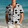 thumbnail image 4 of Men's Valentine Heart Shirt Short Sleeve Button Down Print T-Shirt White XL, 4 of 6